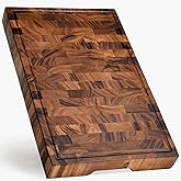 SHUMARU Tropical Walnut End-Grain Wood Cutting Board – 19X12X2" Butcher Block | Handmade in Bali - Silky-Smooth, Juice Groove, Knife‑Friendly, Ergonomic Grips & Non‑Slip Feet