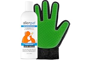 Allerpet Cat Dander Remover w/Free Grooming Glove - Effective Cat Allergy Relief, Anti Allergen Solution Made in USA - (12oz)