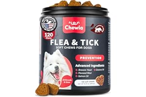 Canine Flea Support Soft Chewables - Flaxseed Meal & Brewers Yeast Dog Supplement for All Breeds and Sizes - Dog Health Suppo