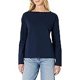 Amazon Essentials Women's 100% Cotton Heavyweight Relaxed-Fit Long-Sleeve Boatneck Top