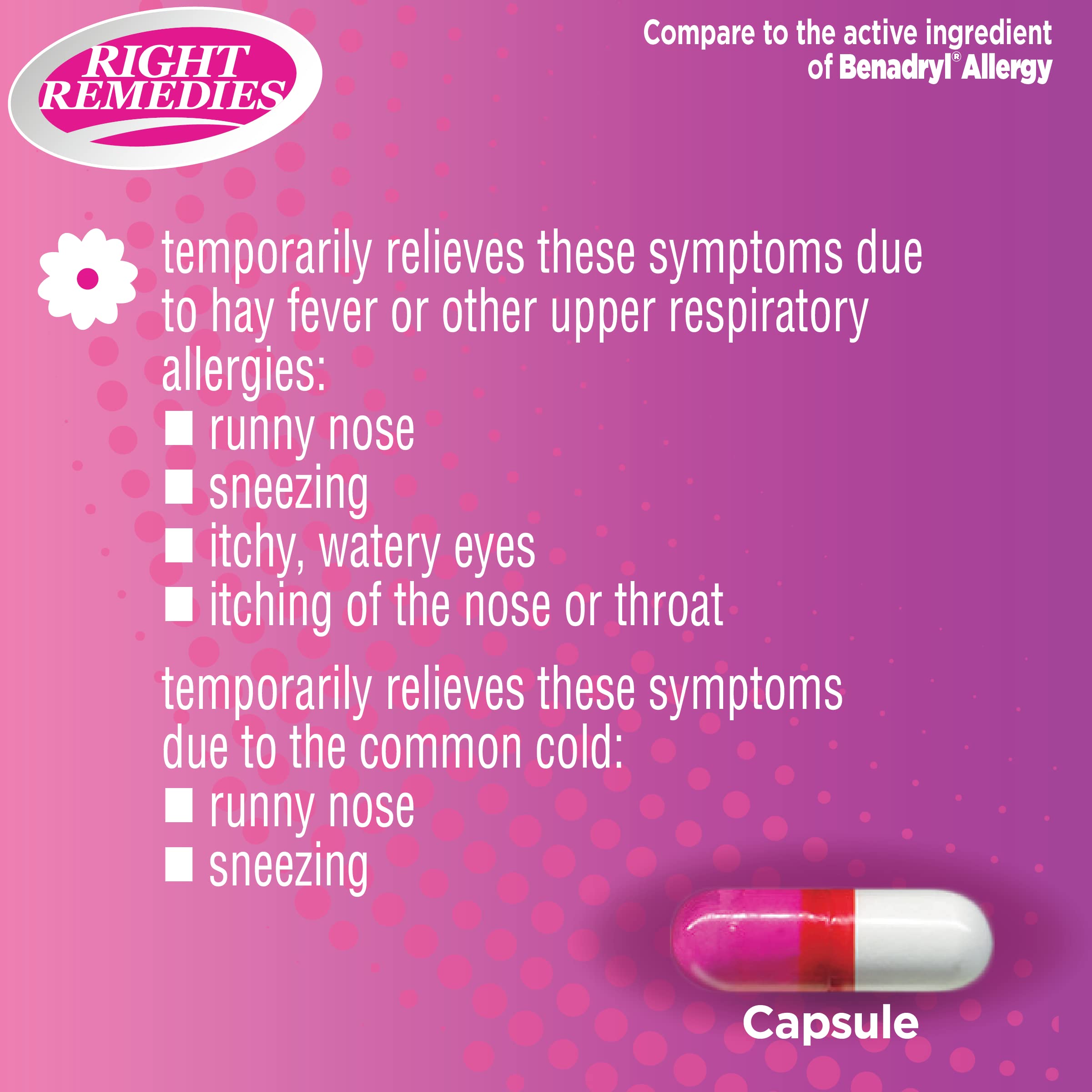 Allergy Relief, Antihistamine, Diphenhydramine HCL 25mg, Generic Benadryl Capsules, Relieves Seasonal Indoor or Outdoor Allergies, Runny Nose, Sneezing Allergy Relief (1000 Capsules)