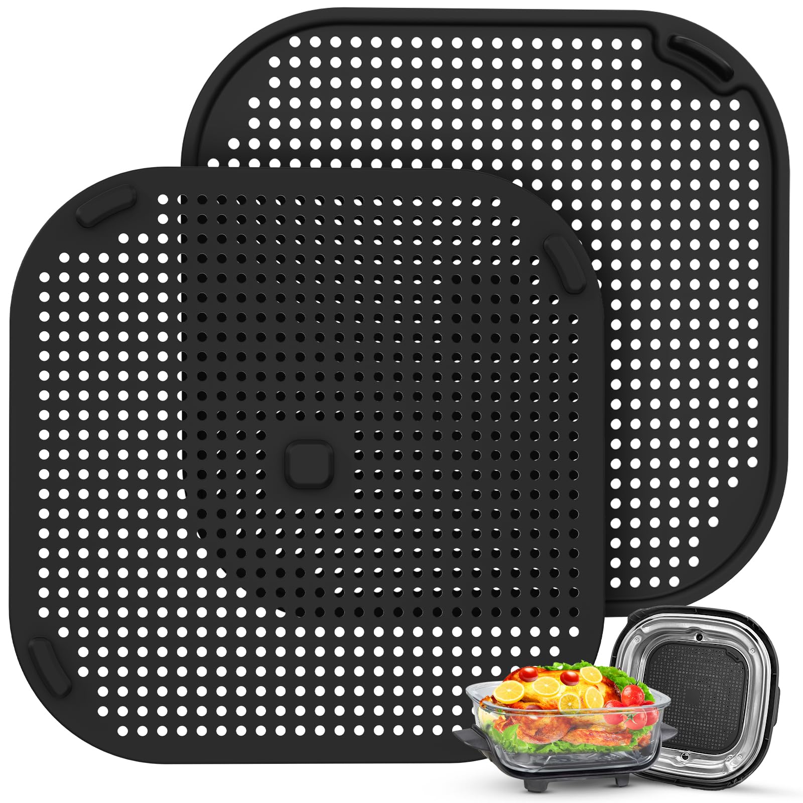 Photo 1 of 2 PCS Silicon Splatter Shield for Ninja Crispi Air Fryer Heat-Resistant Splash Guard,for Ninja Crispi Accessories,Crisp Containers,Crispy Replacement Parts Protects Kitchen from Oil– Black