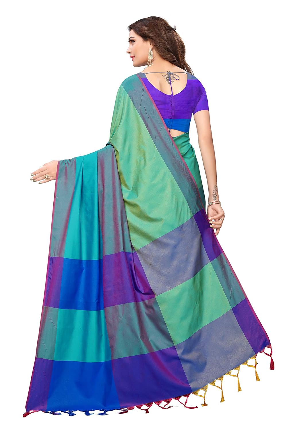 indira designer art silk saree with blouse piece