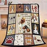 Cute Basset Hound Blanket Basset Hounds Throw Blankets Gifts for Girls Boys Cozy Warm Soft Flannel Throws Plush Stuffed Animal Funny Pet Dog Fleece Blanket DecorGifts for Men Women 50"x40"