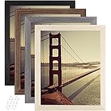 GUTAG 8x10 Picture Frame Distressed Farmhouse Wood Pattern Set of 4 with Tempered Glass,Display Pictures 5x7 with Mat or 8x10