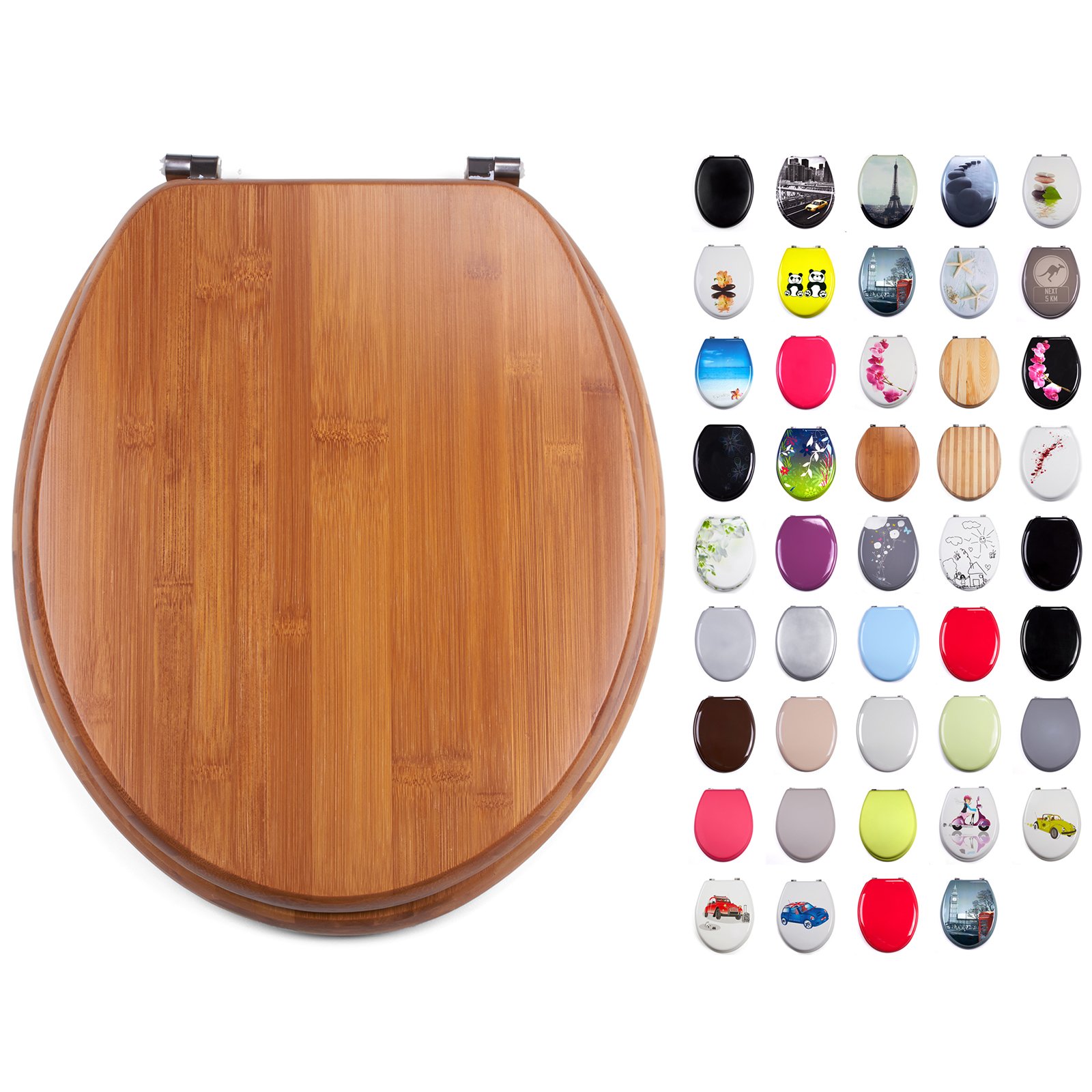 MSV Bamboo Toilet Seat, Brown, 30 x 20 x 15 cm — image 1