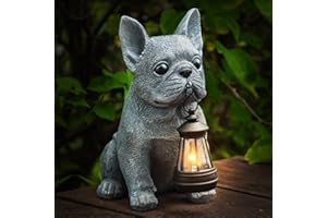 Qwifyu Solar Dog Outdoor Garden Statue with LED Light - Lawn Decor Dog Statue for Patio, Balcony, Yard Ornament - Unique Housewarming Gifts,Birthday Gifts,Garden Gift