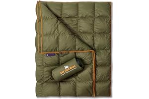 Get Out Gear Down Camping Blanket - Puffy, Packable, Lightweight and Warm | Ideal for Outdoors, Travel, Stadium, Festivals, Beach, Hammock | 650 Fill Power Water-Resistant Backpacking Quilt