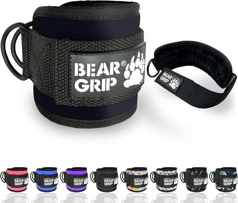 BEAR GRIP Ankle Straps for Cables with Fleece Design, Double D-Rings