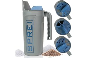 SPREI Spot Spreader 80 oz Handheld Shake Dispenser for Salt, Seed, Grass and Garden Multiple Sized Openings for a Variety of Uses