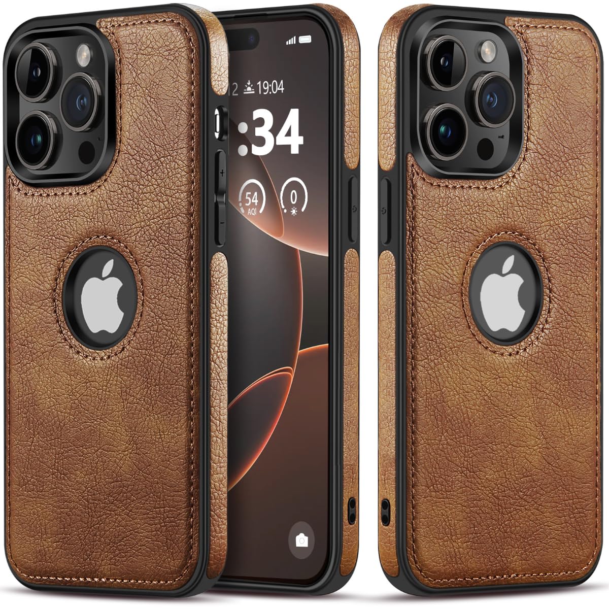 Photo 1 of Razstorm Unique Design Luxury Leather Business Phone Case for iPhone 13 Pro Anti-Slip Scratch Resistant Ultra Slim Protective Case (2021,6.1”) (Brown)