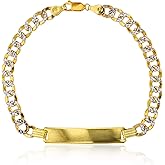 DECADENCE 14K Yellow Gold 150 Hollow Cuban 8.50" White Pave ID Bracelet