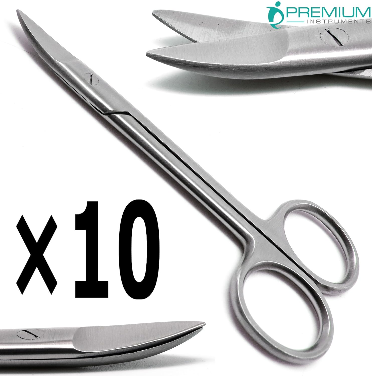 10 tijeras de corona curvadas dentales de 4,5 para corte ortodoncial