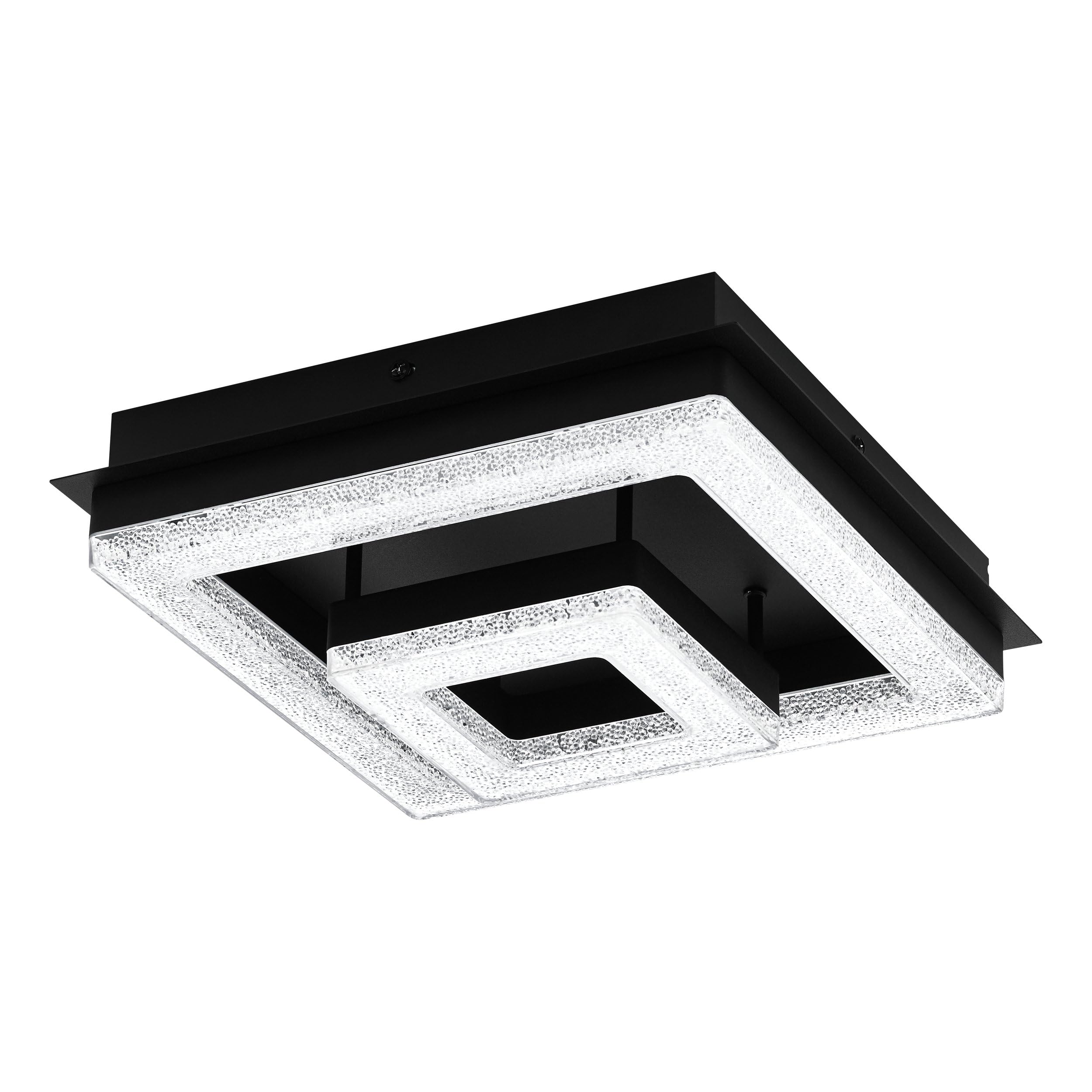 EGLO Fradelo 1 LED Ceiling Light, 2-Bulb Wall Light, Steel and Plastic Ceiling Light with Crystal Effect in Black, Clear, Living Room Lamp, Warm White