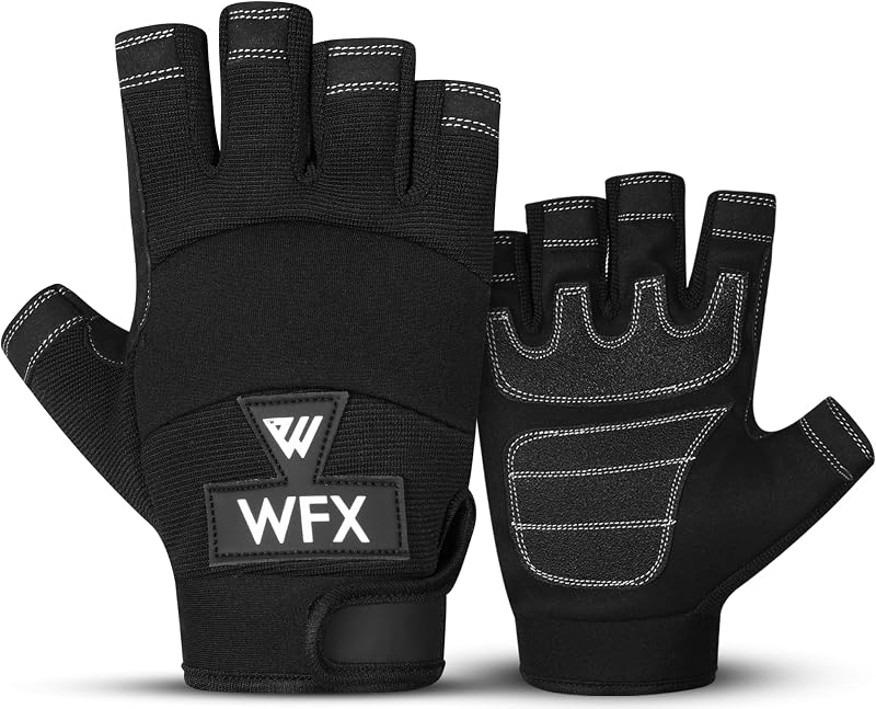 WFX Tough Fingerless Performance Gloves Padded Palm Half-Finger Large Black
