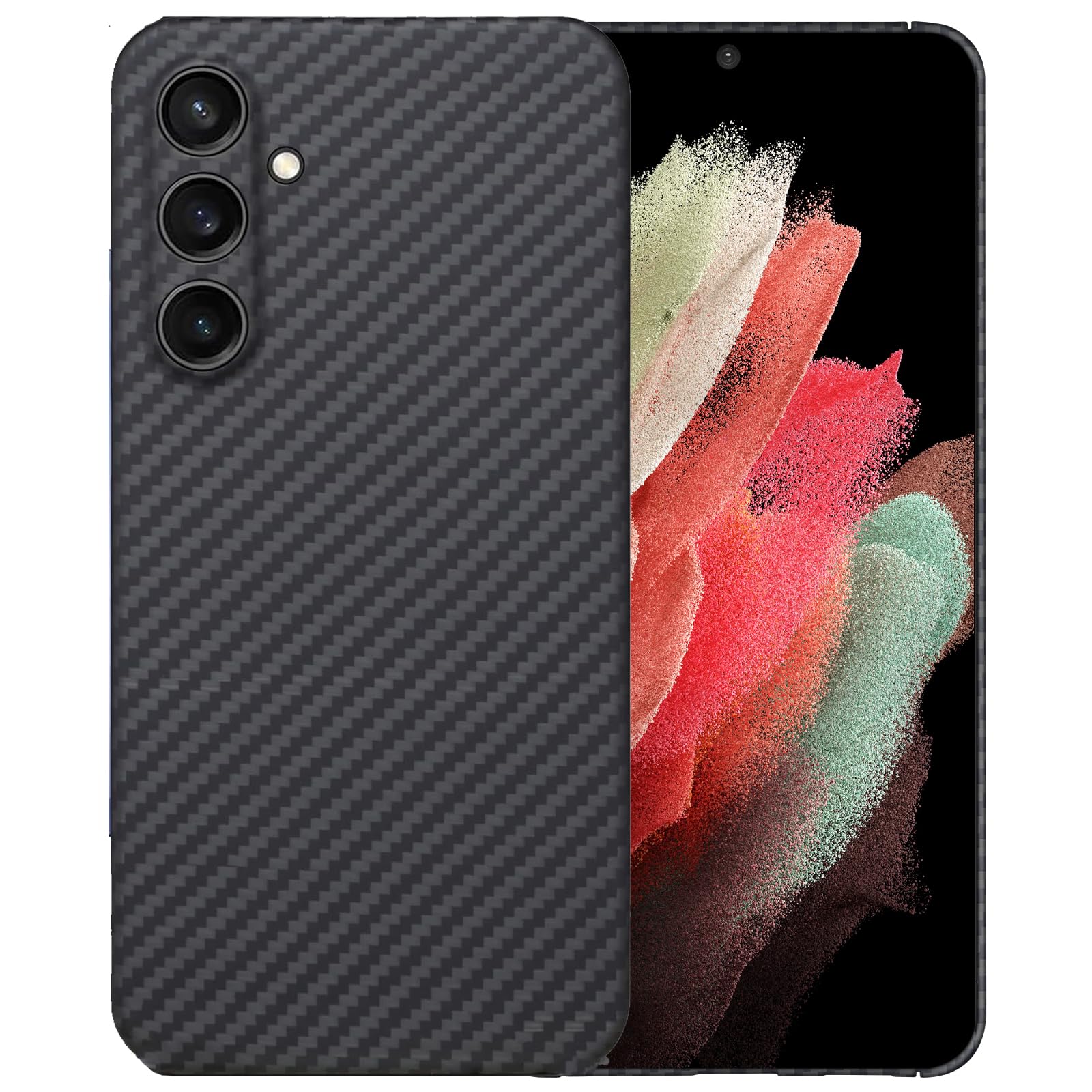 Photo 1 of Sisyphy Aramid Fiber Case for Samsung Galaxy S25 5G with Carbon Fiber Texture, Super Slim Protective Cover, Soft Touch Sturdy Durable Case, Snap-on Back Cover Wireless Charging Friendly