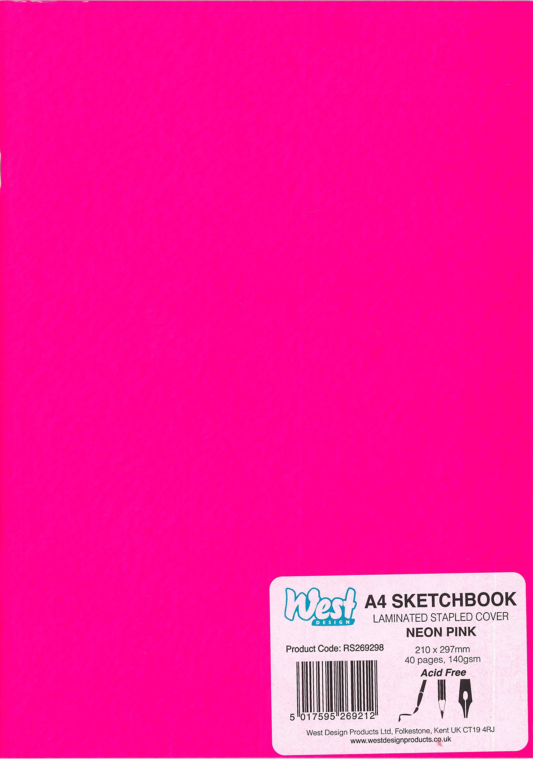 West A4 Stapled Sketchbook - Neon Pink