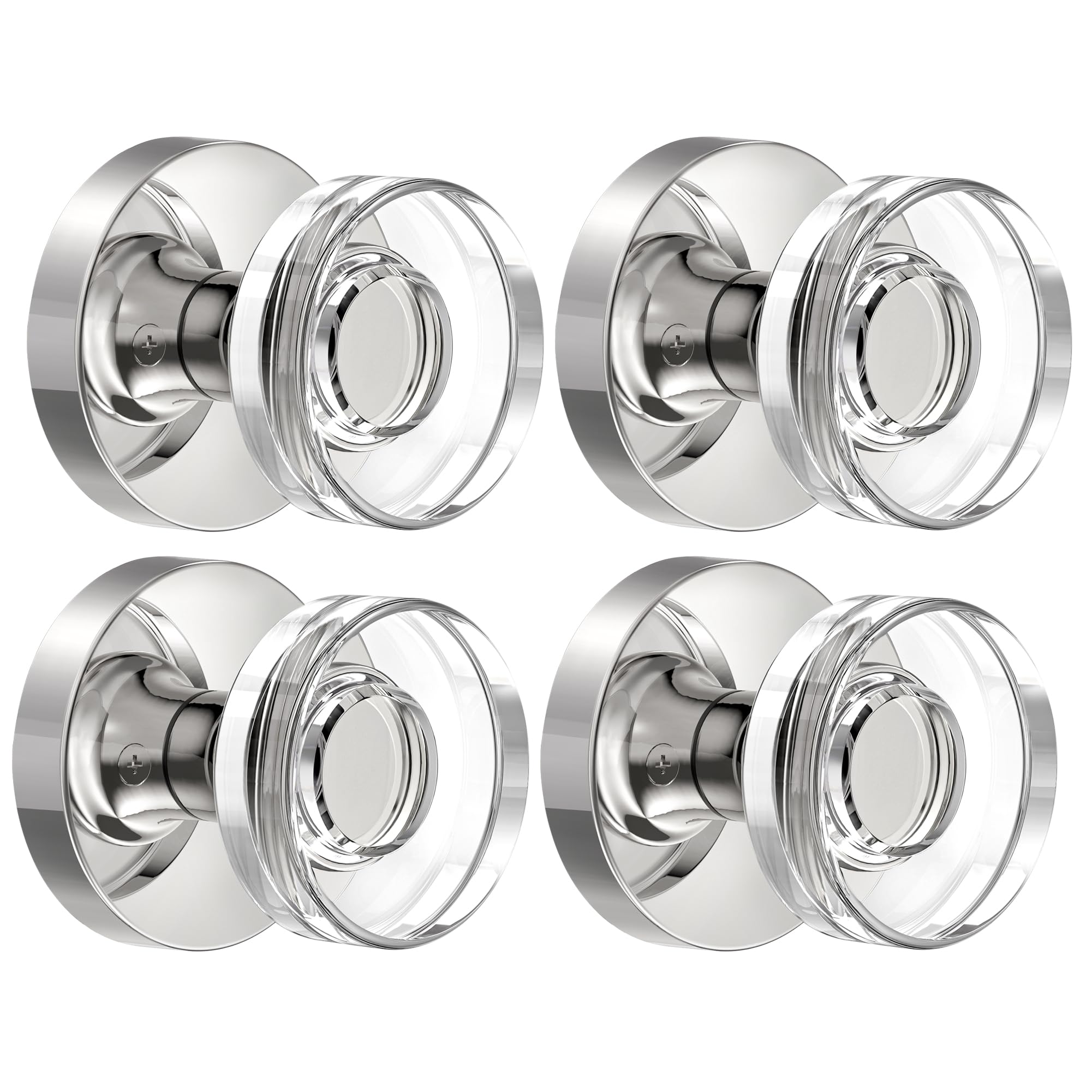 Photo 1 of naubea 4 Pack Polished Chrome Door Knobs Glass Door Knob Dummy Door Knobs Interior Crystal Dummy Door Handle for Hall and Closet