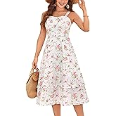 Belle Poque Women Summer Dresses 2026 Square Neck Spaghetti Strap Midi Dress Beach Vacation Sundress