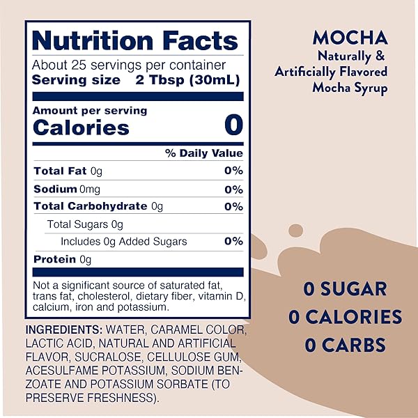 JORDAN’S SKINNY MIXES SUGAR FREE COFFEE SYRUP, MOCHA COFFEE FLAVORING SYRUP, ZERO CALORIE DRINK MIX, LATTES, BAKING, PROTEIN SHAKE OR COCKTAIL, DAIRY & GLUTEN FREE, KOSHER, 25.4 FL OZ