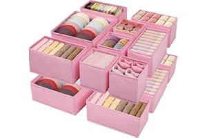 Wrrlors Drawer Clothing Organizer 16-Pack, Pink 3 Sizes Underwear Drawer Dividers, Fabric Folding Wardrobe Organizer for Baby Clothes, Bras, Underwear, Underpants, Belts, Socks, Ties, etc.