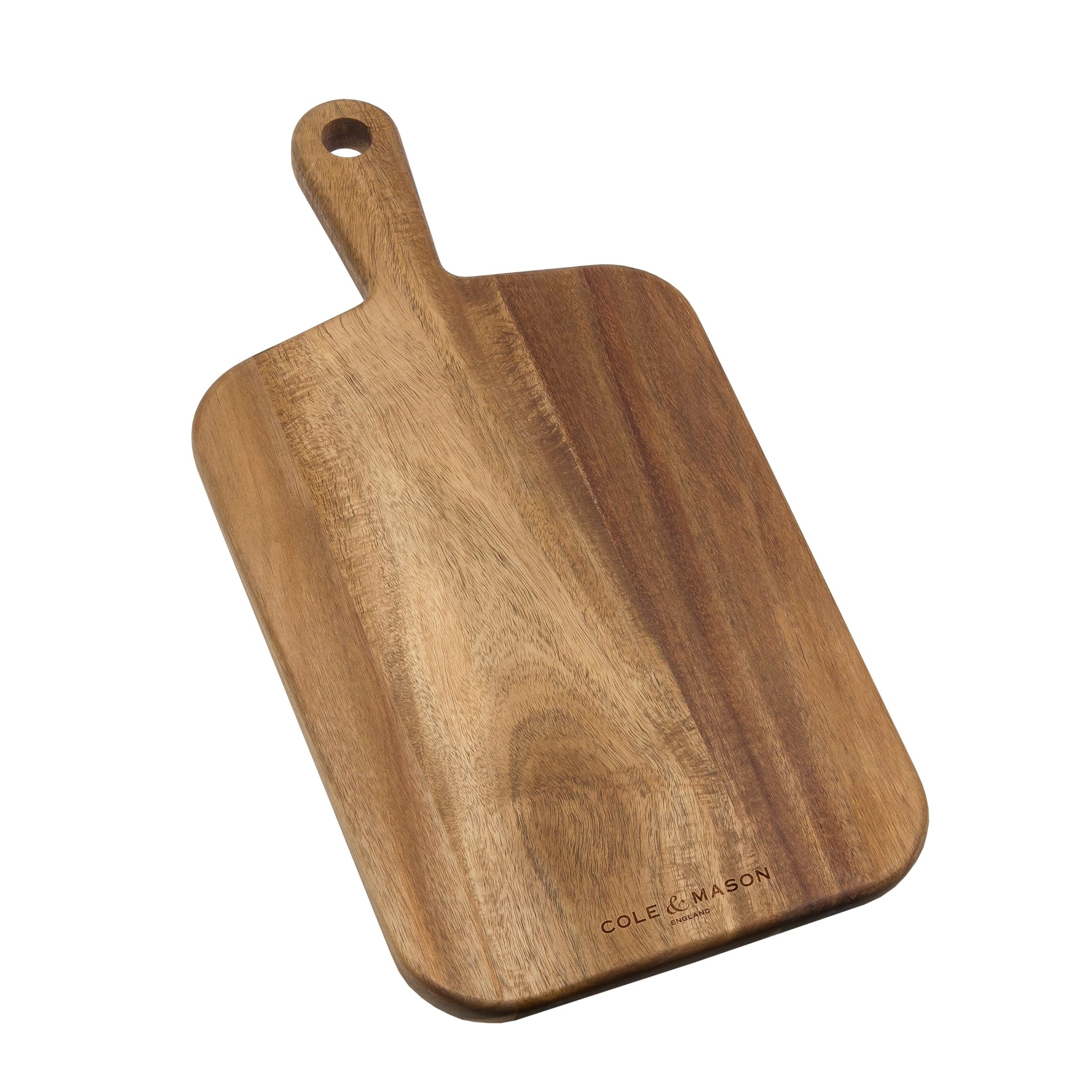 Cole & Mason Barkway Small Chopping Board with Handle, Acacia Wood, Double Sided Wooden Board/Cutting Board/Serving Board, (L) 420 mm x (W) 210 mm x (D) 20 mm, Not Suitable for The Dishwasher
