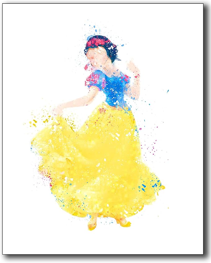 Amazon ディズニープリンセス 水彩画 ウォールアート ポスタープリント 6枚セット 8インチ X 10インチ 写真 アリエル ベル 白雪姫 シンデレラ ジャスミンとティアナ インテリア オンライン通販