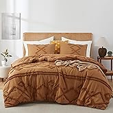 Oli Anderson Queen Comforter Set, 3 Pieces Boho Comforter Geometric Tufted Bedding Comforter Sets, Soft Fluffy Comforter with 2 Pillowcases (Terracotta, Queen)