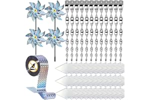Chaohua Bird Devices Outdoor Set, Bird Reflectors to Keep Birds, Bird Reflectors Shiny Wind Spinners, Reflective Pinwheels with Stakes, Keep Geese, Pigeon, Duck, Woodpecker Away