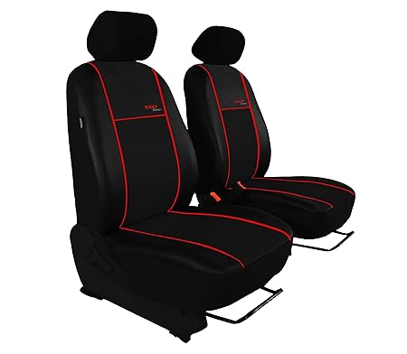 POK-TER-TUNING Maßgefertigte Vordersitbezüge Corsa E ab 2014 Design Kunst-Line. Hier Rote Lamelle