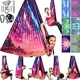 Sensory Swing for Kids & Adults Holds up to 300lbs Indoor & Outdoor Double Layer Therapy Cuddle Swing with 360° Swivel Hanger Kit for Calming, Effect for Autism, ADHD or SPD. (Fantasy Pink)