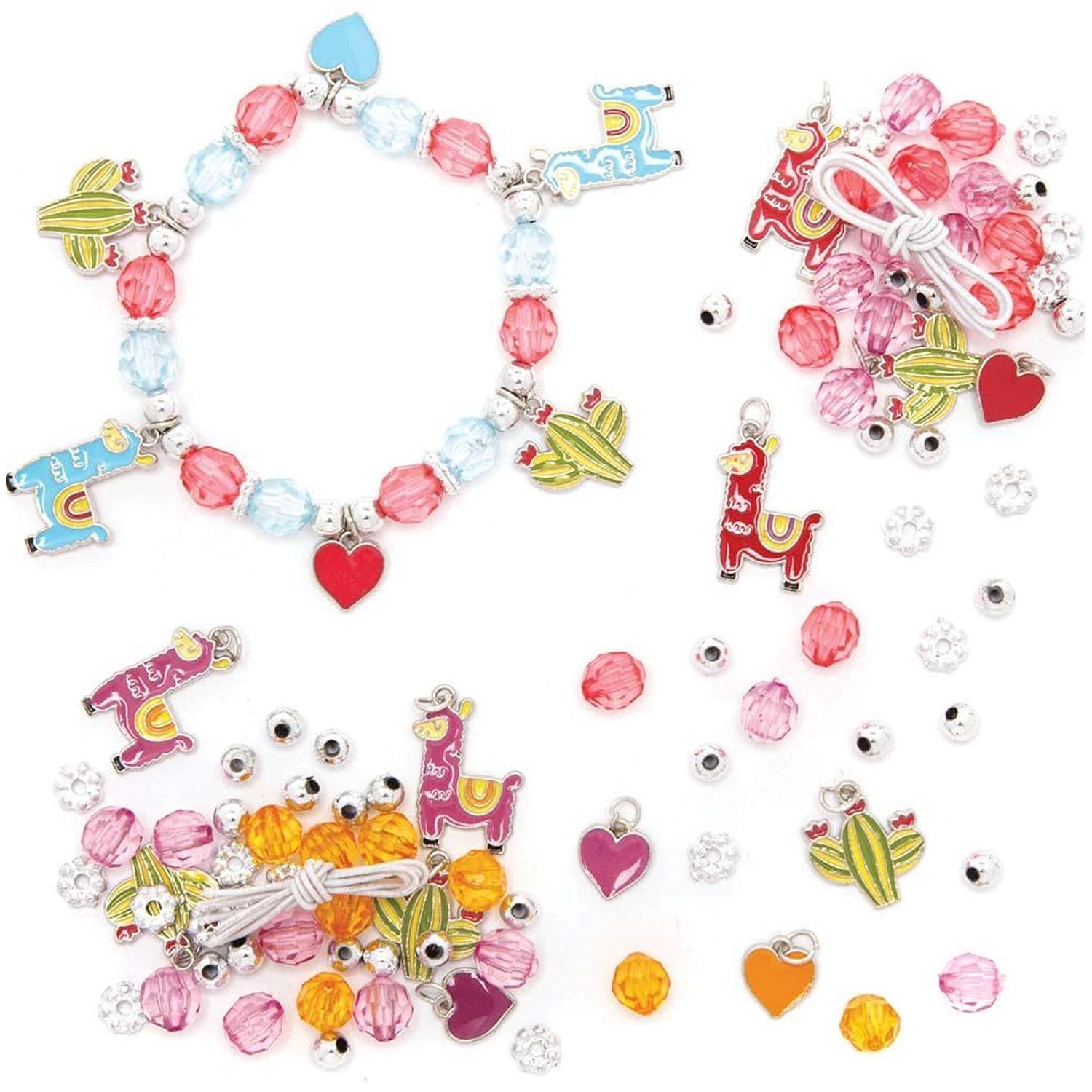 Baker Ross AX723 Llama Charm Bracelet Kits, Pack of 3, Perfect for Childrens Jewellery Crafts Party Bags and Gifts