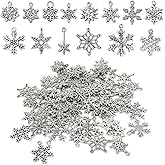 Honbay 84PCS Alloy Snowflake Charms Pendant Christmas Jewelry Findings for Earring Necklace Bracelet Keychain Crafts Making (16 Style)