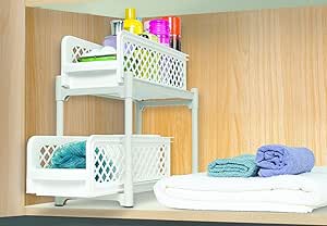 Portátil 2 niveles cesto deslizante cajones Armario de cocina bajo