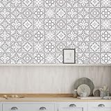 WALPLUS Grey Stick On Tiles 15x15 cm Kitchen Backsplash 24 Pack Peel & Stick view 2