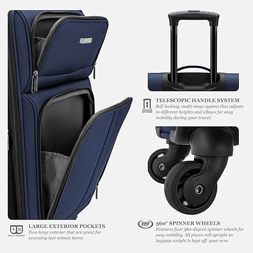 Traveler Anzio Softside Expandable Spinner Luggage, Navy