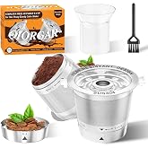2 Pack Reusable K Cups for Keurig 1.0 Coffee Machine | No Plastic, No Seal Ring, Dual Heat-resistant Handles, Dosing Funnel, Cleaning Brush