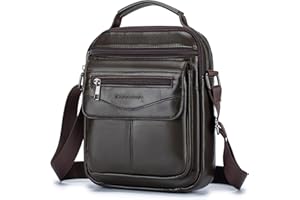 COSCOOA Men's Leather Crossbody Shoulder Bag - Messenger Satchel Travel Handbag