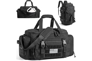 BAGSMART Tactical Gym Bag for Men, 22L Duffle Bag for Travel with Shoe Compartment, 4 in 1 Personal Item Tactical Backpack with 40oz Water Bottle Holder (A-Military Black)