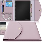 A5 Notebook Cover for Rocketbook, Planner & Journal – Slim Vegan Leather Folio with Pen Loop, Card Slots & Pockets – Fits Roc