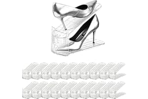 beehomay Shoe Slots Organizer,Adjustable Shoe Rack with Three Levels,shoe stackers for a pair of Shoes (Clear, 20 Pack)
