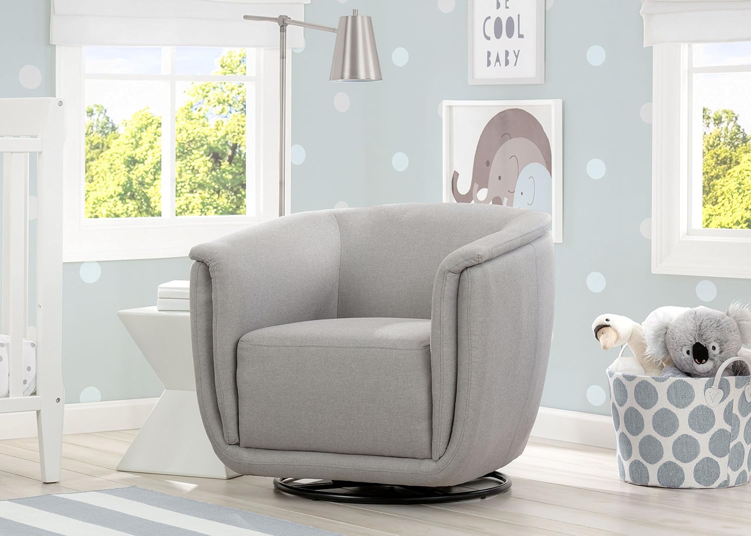Charcoal Grey Delta Children Skylar Nursery Glider Swivel Rocker Tub