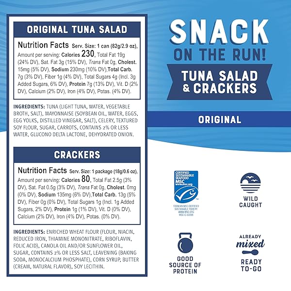 BUMBLE BEE SNACK ON THE RUN ORIGINAL TUNA SALAD WITH CRACKERS KIT 3.5OZ