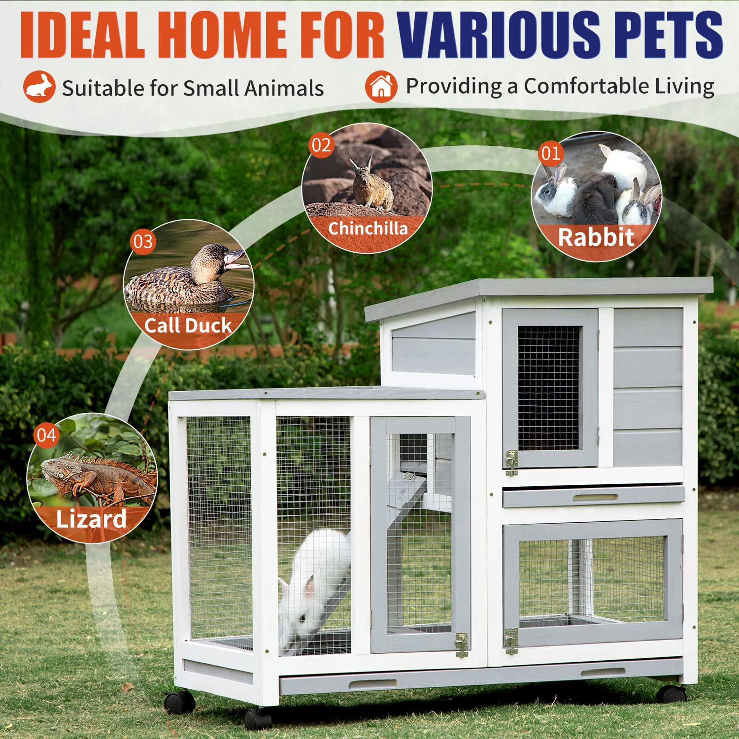 Moving Cage For Rabbit Indoor Outdoor Bunny Cages Two Story Two-Story Indoor Rabbit Hutch With ...