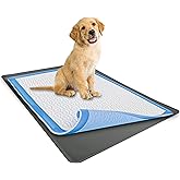 TidyFriend Dog Pee Pad Holder Tray Fits for 27.5” x 44” Wee Wee Pee Pads - Stable Grip, Raised Edges, Quick-Wipe Silicone Surface Dog Potty Tray Holder for Indoor Flooring Protection (Grey)