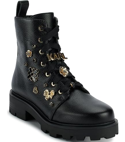 Amazon.com | KARL LAGERFELD Mela Platform Combat Boot, Black  display picture 1