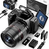 72MP&12X Optical Digital Cameras for Photography, 4K Video Camera, 720°Flip Screen, Vlogging Camera for YouTube with Flash, WiFi & HDMI Output, Autofocus, Anti-Shake,32GB SD Card(Black)