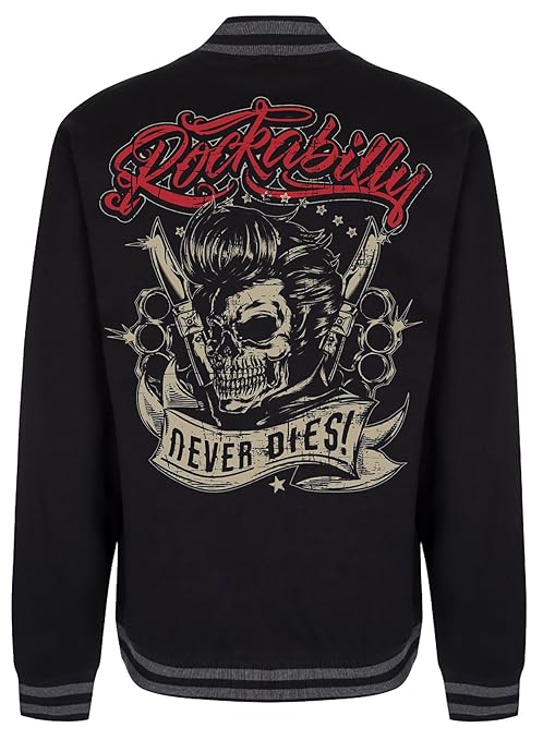 GASOLINE BANDIT Design - Rockabilly College Baseball-Jacke: Never Dies!