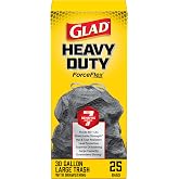 Glad ForceFlex Heavy Duty Trash Bags, Rip and Tear Resistant, Unscented Black X-Large Garbage Bags, Odor Control, 30 Gallon Trash Bags, 25 Count