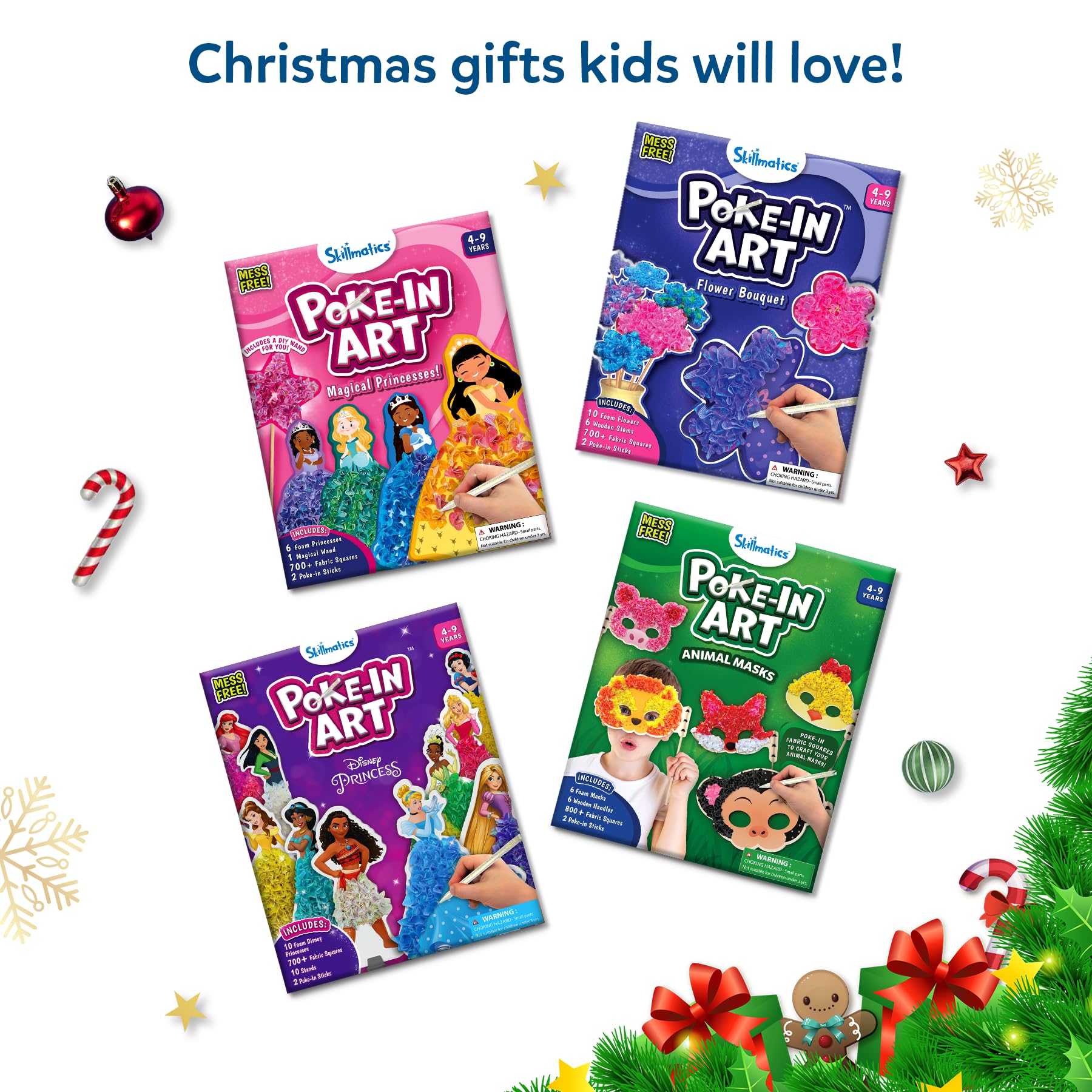 Skillmatics Poke-in Art - Magical Princesses, Mess-Free Fun for Kids, DIY Wood Craft Kits, Creative Activity, Christmas Gifts for Girls & Boys Ages 4, 5, 6, 7, 8, 9